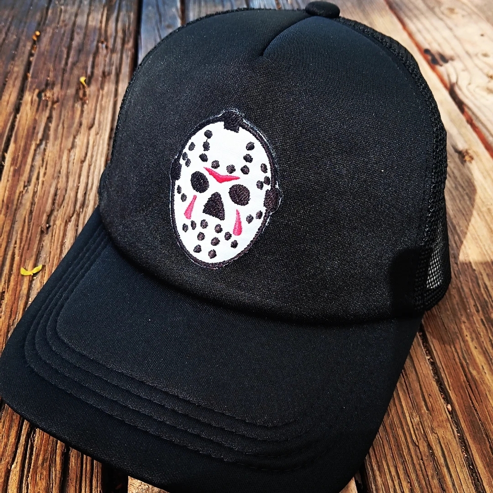 Friday The 13th Jason Voorhees Trucker Hat with Hockey Mask Design